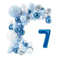 Arco Organico Globos Azul Celeste Blanco Confetti Numero en internet