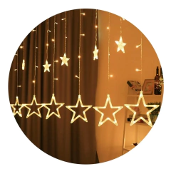 Guirnalda Led Navidad Luminosa Cortina Corazon Estrellas - Cotillon Eli