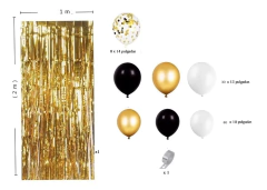 Arco Organico 100 Globos Negro Dorado Blanco Cortina - comprar online