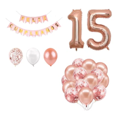 Combo Feliz Cumpleaños Rosa Gold Banderin 15 Años 1 Metro - comprar online
