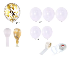 Arco Organico 80 Globos Blancos Confeti Bodas 15 Años Cumple - comprar online
