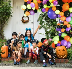 Arco Globos Deco Halloween Violeta Verde Naranja Negro - comprar online