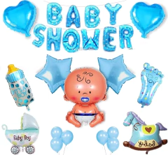 Combo Baby Shower Rosa Celeste Nena Nene Globos Cotillon - comprar online