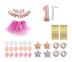 Set Deco Feliz Cumpleños Primer Añito 1 Año Nena Tutu - comprar online