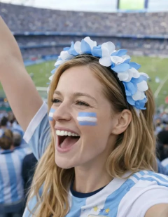 Vincha Argentina Mundial Flores Hawaiana Celeste y Blanca - comprar online