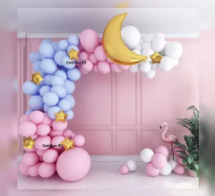 Set Globos Luna Estrellas Rosa Celeste Arco Baby Shower - comprar online