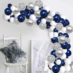 Arco Organico Globos Azul Noche Plateado Blanco Confetti - comprar online