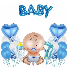 Set Baby Shower Rosa Celeste Nena Nene Globos Cotillon - comprar online