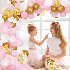 Arco Globos Rosa Dorado Confetti 1er Año Baby Shower Cumple - comprar online