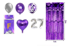 Combo Feliz Cumple Violeta Globos Banderin Cortina Numero - comprar online