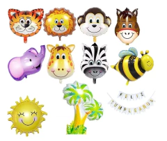 Kit Globos Animalitos Selva Varios Banderin Cumple Infantil Selva4800 - comprar online