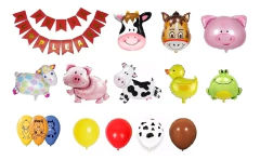 Kit Deco Cumple Granja Globos Animalitos Granja Banderin - comprar online