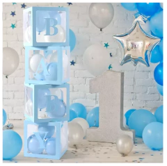 Set Cubos Letras Baby Rosa Celeste Globos Pastel Bloques - tienda online