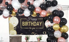 Arco Organico Globos Rosa Gold Dorado Negro - comprar online