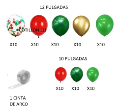 Arco Decorativo Globos Navidad Rojo Verde Dorado Confetti 2 - comprar online