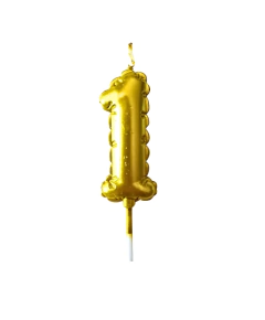 Vela Numero Forma de Globito Dorada