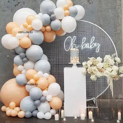 Arco Globos Gris Blanco Salmon Pastel Piñatas Decoracion en internet