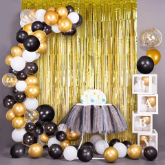 Arco Organico 100 Globos Negro Dorado Blanco Cortina en internet