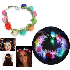 Vincha Flores Hippie X 10 Led Tiara Corona Hawaiana Luminosa en internet