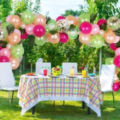Arco Globos Tropical Hojas Verde Fucsia Salmon Rosa Confetti en internet