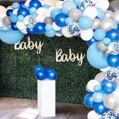 Arco Globos Celeste Plata Confetti 1 Año Baby Shower Cumple en internet