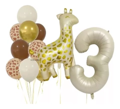 Combo Globos Jirafa Crema Natural Amarillo Marron Safari en internet