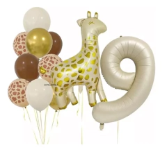 Imagen de Combo Globos Jirafa Crema Natural Amarillo Marron Safari