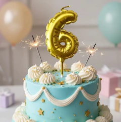 Vela Numero Forma de Globito Dorada - comprar online