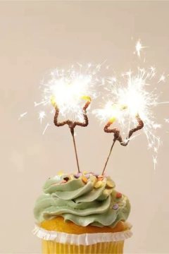 Vela Sparkle Corazon Estrella Velita Chispita Torta - Cotillon Eli
