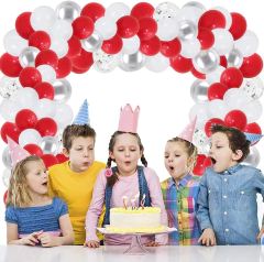 Arco Globos Rojo Blanco Plateado Deco Confetti Cinta Navidad en internet