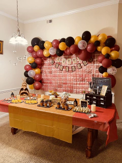 Arco Globos Gryffindor Harry Potter Negro Dorado Bordo - Cotillon Eli