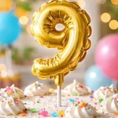 Vela Numero Forma de Globito Dorada - comprar online