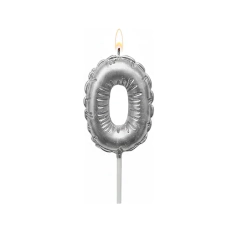 Vela Numero Forma de Globito Plateada - comprar online