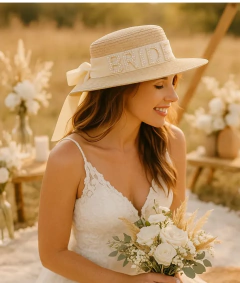 Sombrero Capelina Bride Novia Despedida de Soltera Campestre - comprar online
