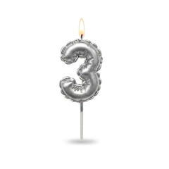 Vela Numero Forma de Globito Plateada - comprar online