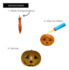 Globos Deco Halloween Calabaza Luminosos Luz Led - Cotillon Eli