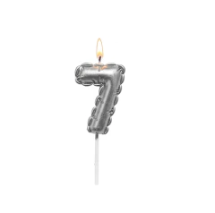 Imagen de Vela Numero Forma de Globito Plateada