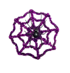 Adorno Halloween Telaraña con Araña Tinsel para Colgar en internet