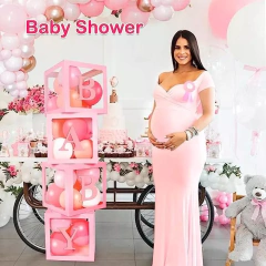 Set Cubos Letras Baby Rosa Celeste Globos Pastel Bloques - comprar online