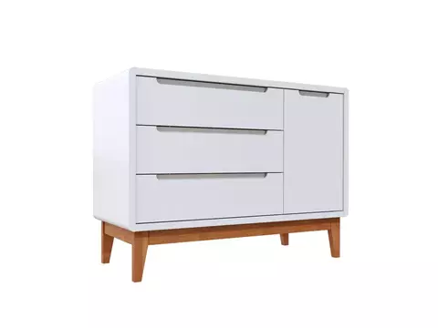 Cômoda Bo com porta (cores) (Branco/pés jequitibá)