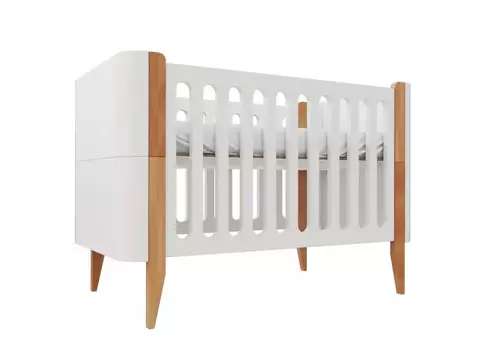Berço Bo 3 em 1 (cores) (Branco/pés jequitibá)