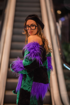 CASACO MIX VERDE E ROXO