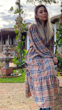 VESTIDO XADREZ NUDE - comprar online