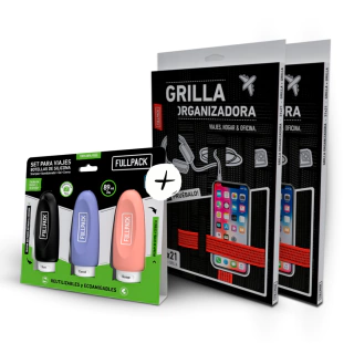 Kit 2 Organizadores de Viaje Grandes Dobles + 3 Botellas Silicona Fullpack