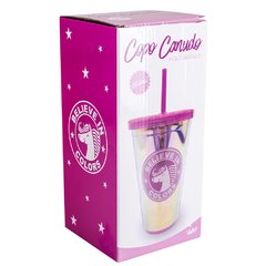 Copo Canudo Holográfico 500ml - Unicórnio- Uatt? - AMSTERDAM PRODUTOS