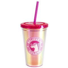 Copo Canudo Holográfico 500ml - Unicórnio- Uatt?