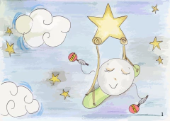 A3 CUENTO Tamaño A3 (grande) Título: "LA LUNA EN LA HAMACA Y LA VACA." - tienda online