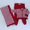 Macacão De Bebê Chevron Vermelho Com Manta