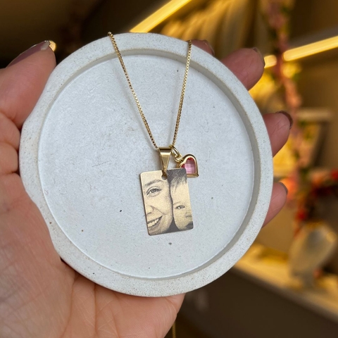 COLAR PLACA RETANGULAR PERSONALIZADO 2 X 1,5CM NA SEMIJOIA