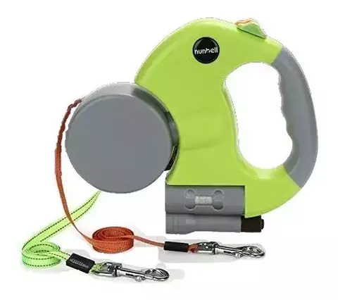 CORREA EXTENSIBLE PARA DOS MASCOTAS C/LINTERNA BOLSITA SD005 - comprar online